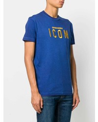 T-shirt girocollo ricamata blu di DSQUARED2