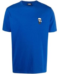 T-shirt girocollo ricamata blu di Karl Lagerfeld
