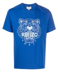 T-shirt girocollo ricamata blu di Kenzo