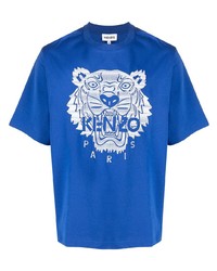 T-shirt girocollo ricamata blu di Kenzo