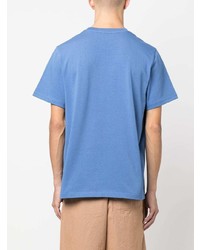 T-shirt girocollo ricamata blu di A.P.C.