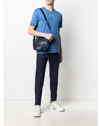 T-shirt girocollo ricamata blu di Dolce & Gabbana