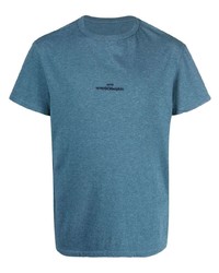 T-shirt girocollo ricamata blu di Maison Margiela