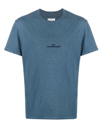 T-shirt girocollo ricamata blu di Maison Margiela