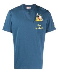 T-shirt girocollo ricamata blu di MC2 Saint Barth