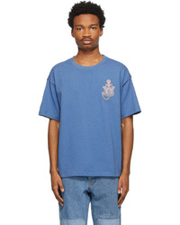 T-shirt girocollo ricamata blu di Moncler Genius