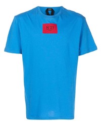 T-shirt girocollo ricamata blu di N°21
