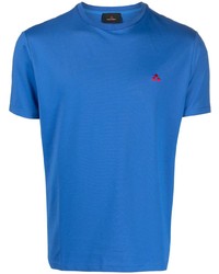T-shirt girocollo ricamata blu di Peuterey