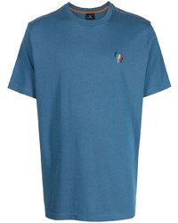 T-shirt girocollo ricamata blu di PS Paul Smith