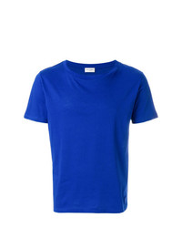 T-shirt girocollo ricamata blu di Saint Laurent