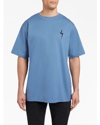 T-shirt girocollo ricamata blu di Giuseppe Zanotti