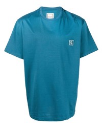 T-shirt girocollo ricamata blu di Wooyoungmi