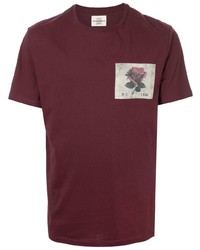 T-shirt girocollo ricamata bordeaux di Kent & Curwen