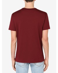 T-shirt girocollo ricamata bordeaux di Dolce & Gabbana