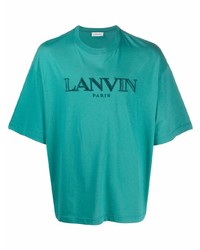 T-shirt girocollo ricamata foglia di tè di Lanvin