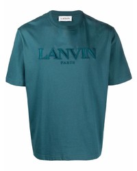 T-shirt girocollo ricamata foglia di tè di Lanvin