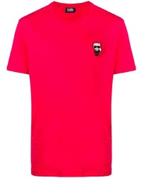T-shirt girocollo ricamata fucsia di Karl Lagerfeld