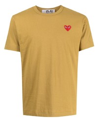 T-shirt girocollo ricamata gialla di Comme Des Garcons Play