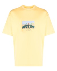 T-shirt girocollo ricamata gialla di Drôle De Monsieur