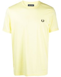 T-shirt girocollo ricamata gialla di Fred Perry