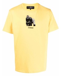 T-shirt girocollo ricamata gialla di Hydrogen
