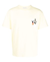 T-shirt girocollo ricamata gialla di JW Anderson