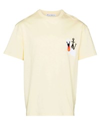 T-shirt girocollo ricamata gialla di JW Anderson