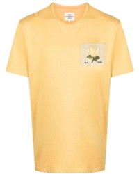 T-shirt girocollo ricamata gialla di Kent & Curwen