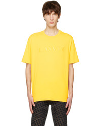 T-shirt girocollo ricamata gialla di Lanvin