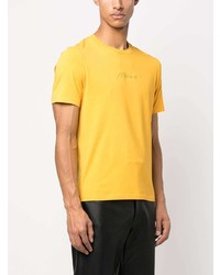 T-shirt girocollo ricamata gialla di Moschino