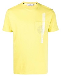 T-shirt girocollo ricamata gialla di Stone Island