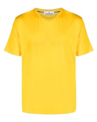 T-shirt girocollo ricamata gialla di Stone Island