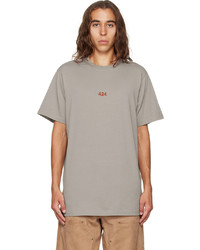 T-shirt girocollo ricamata grigia di 424