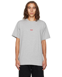 T-shirt girocollo ricamata grigia di 424