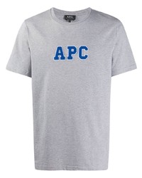 T-shirt girocollo ricamata grigia di A.P.C.