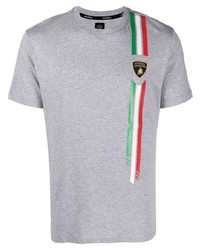 T-shirt girocollo ricamata grigia di Automobili Lamborghini