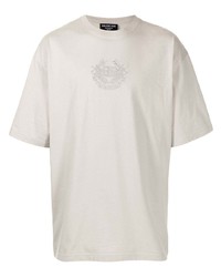 T-shirt girocollo ricamata grigia di Balenciaga