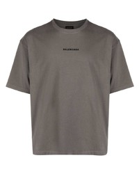 T-shirt girocollo ricamata grigia di Balenciaga