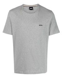 T-shirt girocollo ricamata grigia di BOSS