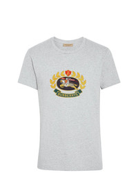 T-shirt girocollo ricamata grigia di Burberry