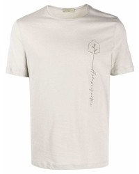 T-shirt girocollo ricamata grigia di Corneliani