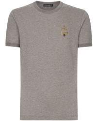 T-shirt girocollo ricamata grigia di Dolce & Gabbana