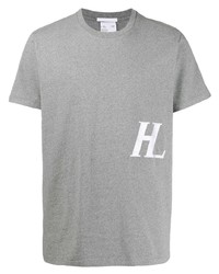 T-shirt girocollo ricamata grigia di Helmut Lang
