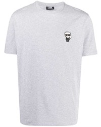 T-shirt girocollo ricamata grigia di Karl Lagerfeld