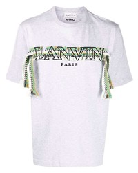 T-shirt girocollo ricamata grigia di Lanvin