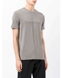 T-shirt girocollo ricamata grigia di Giorgio Armani
