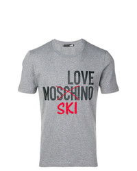 T-shirt girocollo ricamata grigia di Love Moschino