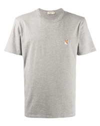T-shirt girocollo ricamata grigia di MAISON KITSUNÉ