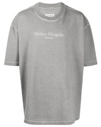 T-shirt girocollo ricamata grigia di Maison Margiela