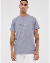 T-shirt girocollo ricamata grigia di Mennace